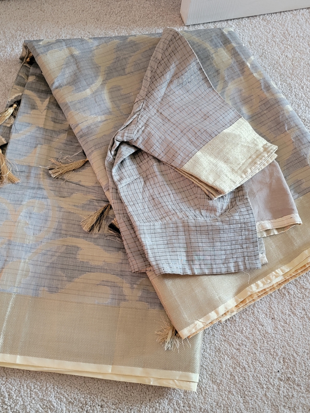 Cotton Silk Saree With Blouse Fall, Pico Done